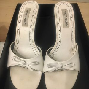 White Backless Steve Madden Heels (8.5)